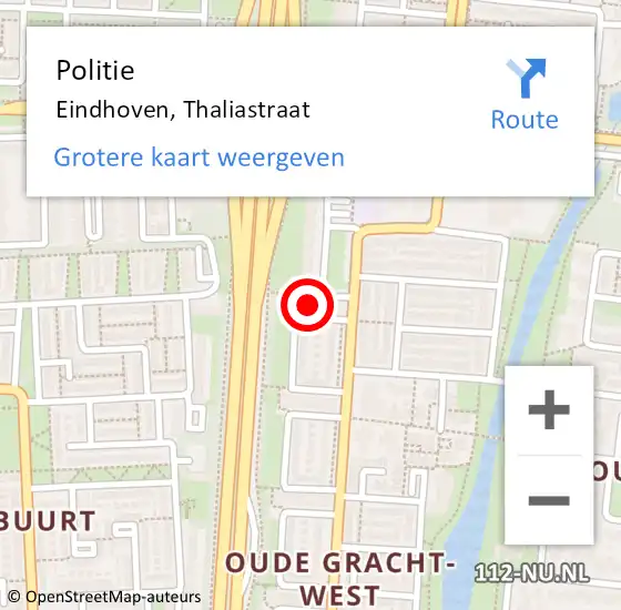 Locatie op kaart van de 112 melding: Politie Eindhoven, Thaliastraat op 24 oktober 2023 09:18