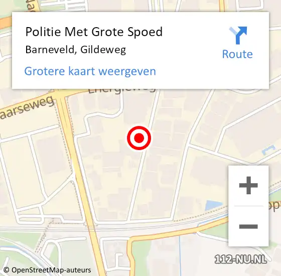 Locatie op kaart van de 112 melding: Politie Met Grote Spoed Naar Barneveld, Gildeweg op 24 oktober 2023 09:20