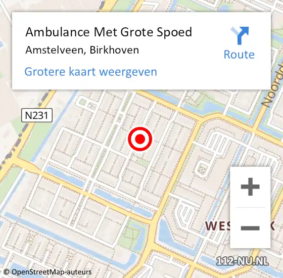 Locatie op kaart van de 112 melding: Ambulance Met Grote Spoed Naar Amstelveen, Birkhoven op 24 oktober 2023 09:23