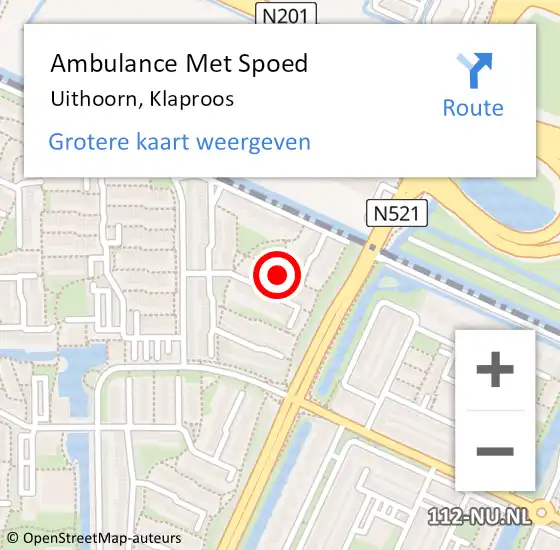 Locatie op kaart van de 112 melding: Ambulance Met Spoed Naar Uithoorn, Klaproos op 24 oktober 2023 09:24