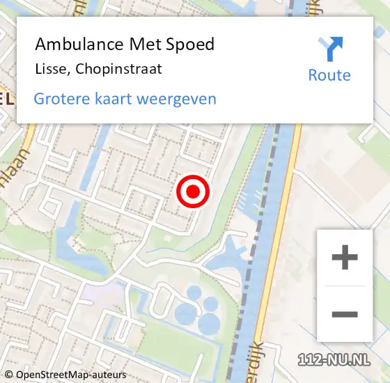 Locatie op kaart van de 112 melding: Ambulance Met Spoed Naar Lisse, Chopinstraat op 24 oktober 2023 10:03
