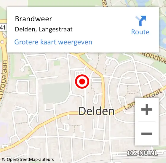 Locatie op kaart van de 112 melding: Brandweer Delden, Langestraat op 24 oktober 2023 10:13