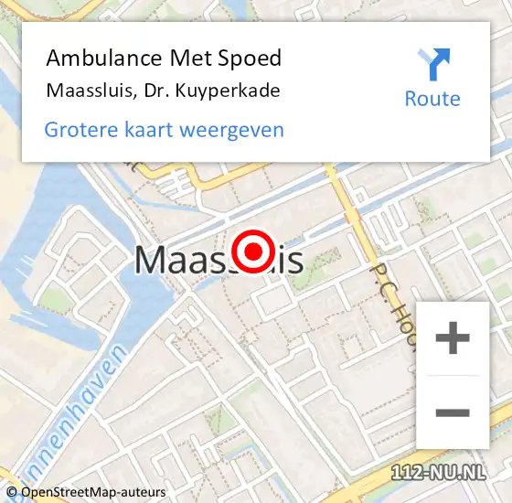 Locatie op kaart van de 112 melding: Ambulance Met Spoed Naar Maassluis, Dr. Kuyperkade op 24 oktober 2023 10:25