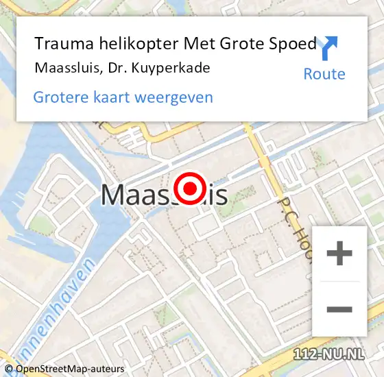 Locatie op kaart van de 112 melding: Trauma helikopter Met Grote Spoed Naar Maassluis, Dr. Kuyperkade op 24 oktober 2023 10:26