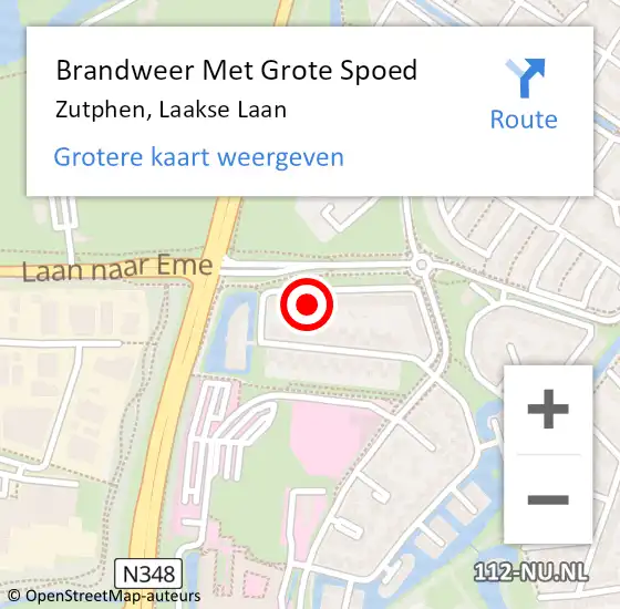 Locatie op kaart van de 112 melding: Brandweer Met Grote Spoed Naar Zutphen, Laakse Laan op 24 oktober 2023 10:32
