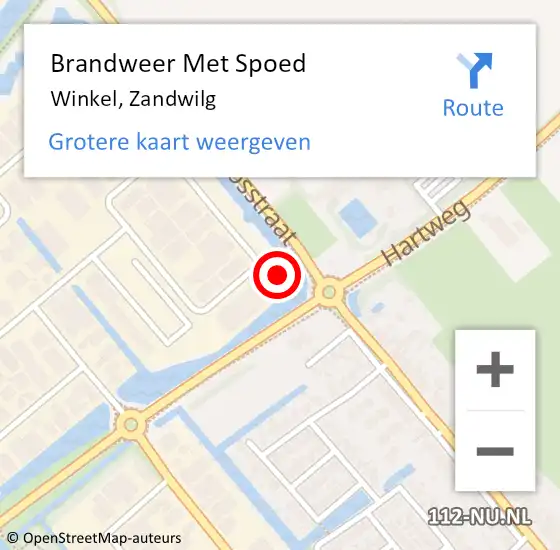 Locatie op kaart van de 112 melding: Brandweer Met Spoed Naar Winkel, Zandwilg op 24 oktober 2023 10:40