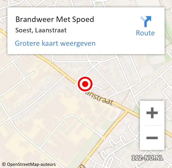 Locatie op kaart van de 112 melding: Brandweer Met Spoed Naar Soest, Laanstraat op 24 oktober 2023 10:54