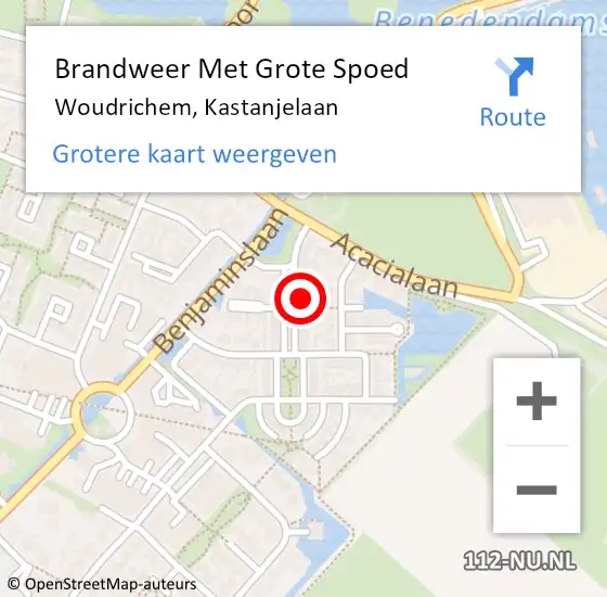 Locatie op kaart van de 112 melding: Brandweer Met Grote Spoed Naar Woudrichem, Kastanjelaan op 24 oktober 2023 11:17