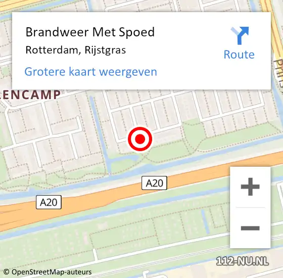 Locatie op kaart van de 112 melding: Brandweer Met Spoed Naar Rotterdam, Rijstgras op 24 oktober 2023 12:13