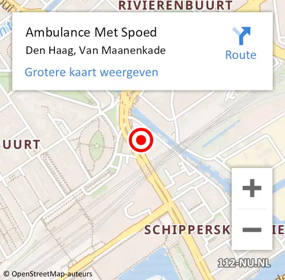 Locatie op kaart van de 112 melding: Ambulance Met Spoed Naar Den Haag, Van Maanenkade op 24 oktober 2023 12:21