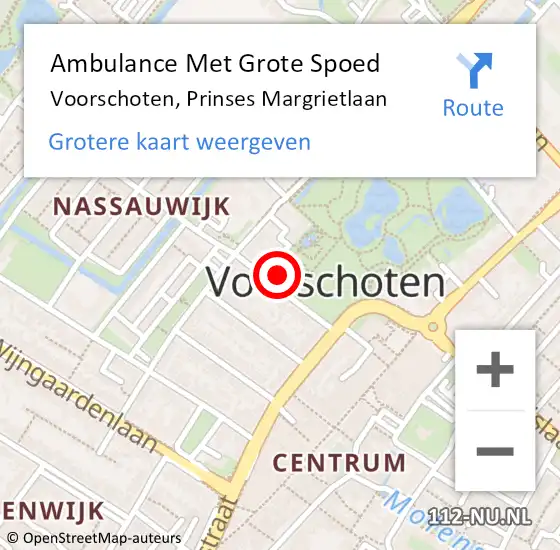 Locatie op kaart van de 112 melding: Ambulance Met Grote Spoed Naar Voorschoten, Prinses Margrietlaan op 24 oktober 2023 12:52