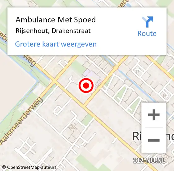 Locatie op kaart van de 112 melding: Ambulance Met Spoed Naar Rijsenhout, Drakenstraat op 24 oktober 2023 12:53