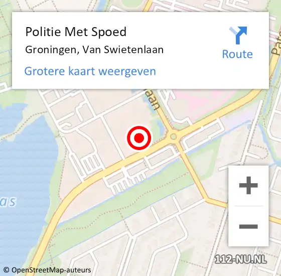 Locatie op kaart van de 112 melding: Politie Met Spoed Naar Groningen, Van Swietenlaan op 24 oktober 2023 13:32