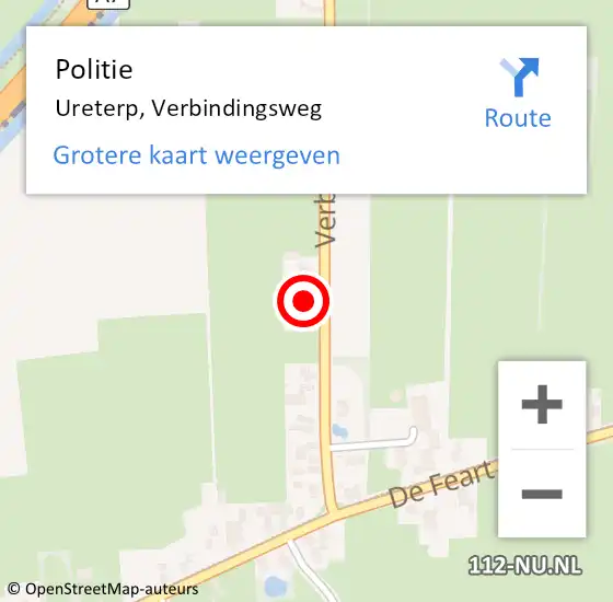 Locatie op kaart van de 112 melding: Politie Ureterp, Verbindingsweg op 24 oktober 2023 14:04
