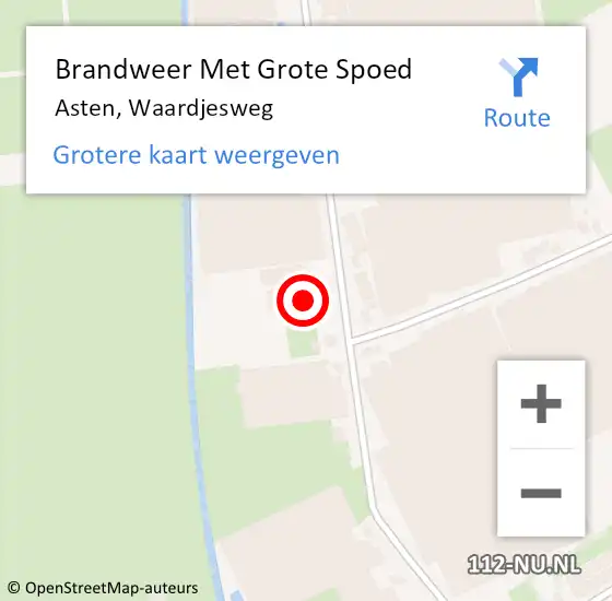 Locatie op kaart van de 112 melding: Brandweer Met Grote Spoed Naar Asten, Waardjesweg op 24 oktober 2023 14:20