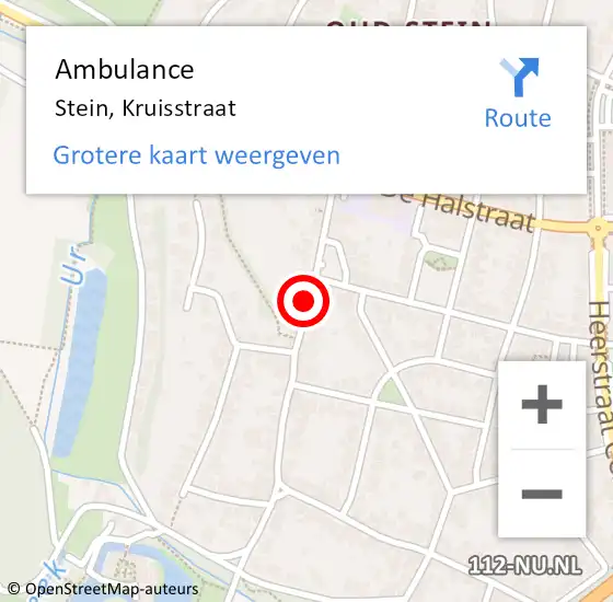 Locatie op kaart van de 112 melding: Ambulance Stein, Kruisstraat op 12 september 2014 16:37