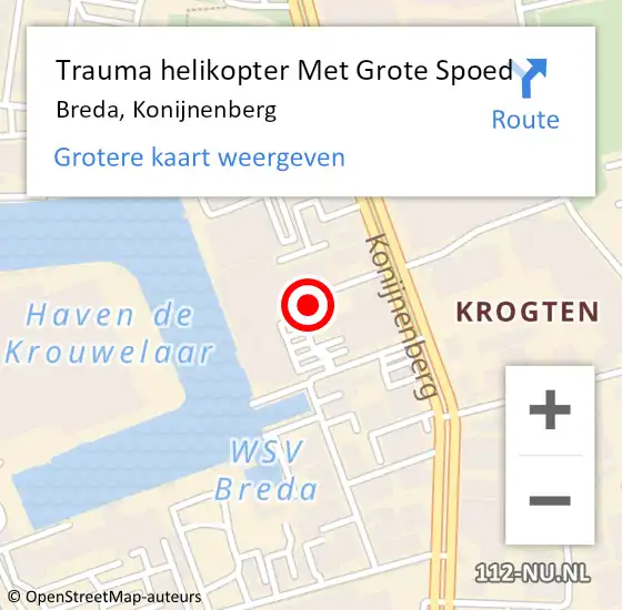 Locatie op kaart van de 112 melding: Trauma helikopter Met Grote Spoed Naar Breda, Konijnenberg op 24 oktober 2023 14:39