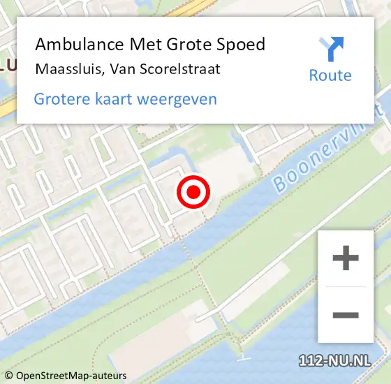 Locatie op kaart van de 112 melding: Ambulance Met Grote Spoed Naar Maassluis, Van Scorelstraat op 24 oktober 2023 14:42