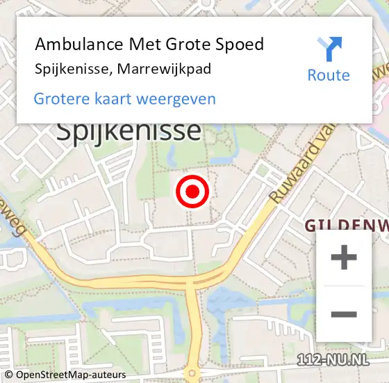 Locatie op kaart van de 112 melding: Ambulance Met Grote Spoed Naar Spijkenisse, Marrewijkpad op 24 oktober 2023 14:45
