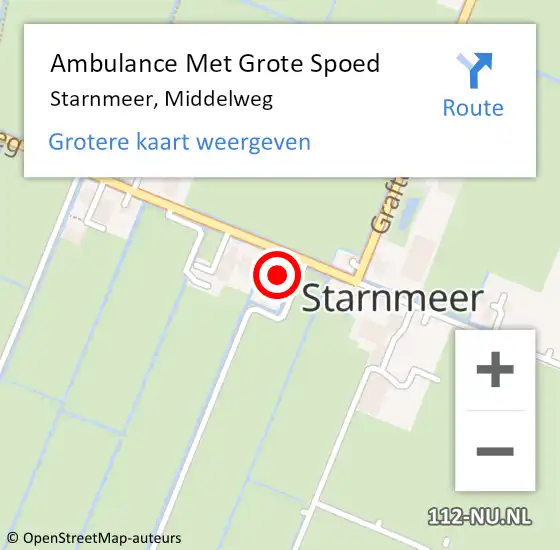 Locatie op kaart van de 112 melding: Ambulance Met Grote Spoed Naar Starnmeer, Middelweg op 24 oktober 2023 14:47