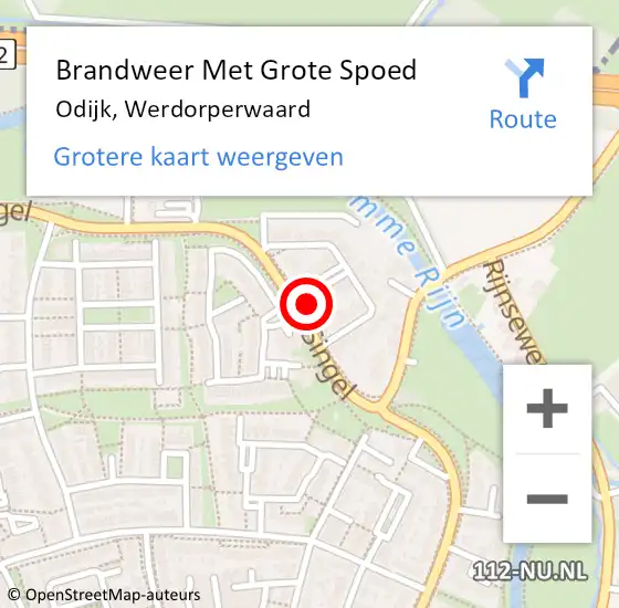 Locatie op kaart van de 112 melding: Brandweer Met Grote Spoed Naar Odijk, Werdorperwaard op 24 oktober 2023 15:06