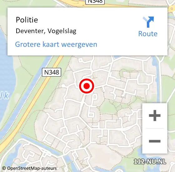 Locatie op kaart van de 112 melding: Politie Deventer, Vogelslag op 24 oktober 2023 15:13