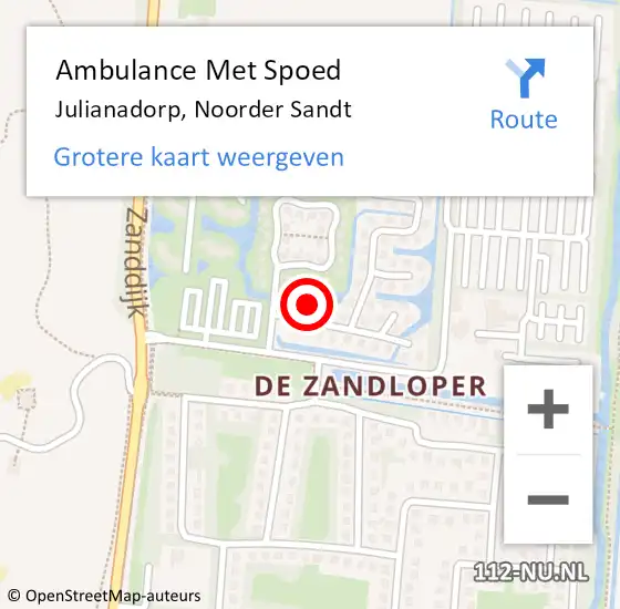 Locatie op kaart van de 112 melding: Ambulance Met Spoed Naar Julianadorp, Noorder Sandt op 24 oktober 2023 16:42