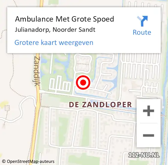 Locatie op kaart van de 112 melding: Ambulance Met Grote Spoed Naar Julianadorp, Noorder Sandt op 24 oktober 2023 16:45