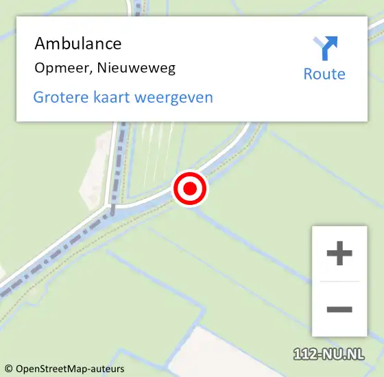 Locatie op kaart van de 112 melding: Ambulance Opmeer, Nieuweweg op 24 oktober 2023 16:46