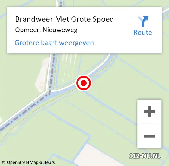 Locatie op kaart van de 112 melding: Brandweer Met Grote Spoed Naar Opmeer, Nieuweweg op 24 oktober 2023 16:48