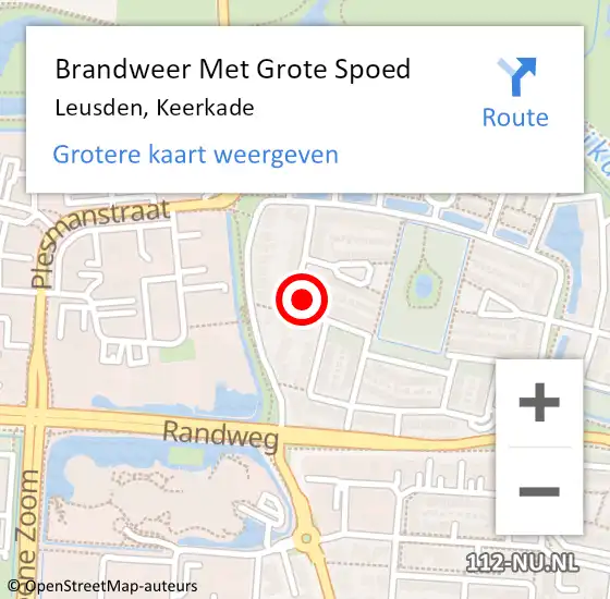 Locatie op kaart van de 112 melding: Brandweer Met Grote Spoed Naar Leusden, Keerkade op 24 oktober 2023 17:11