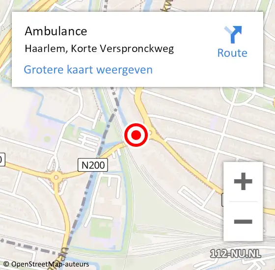 Locatie op kaart van de 112 melding: Ambulance Haarlem, Korte Verspronckweg op 24 oktober 2023 17:14