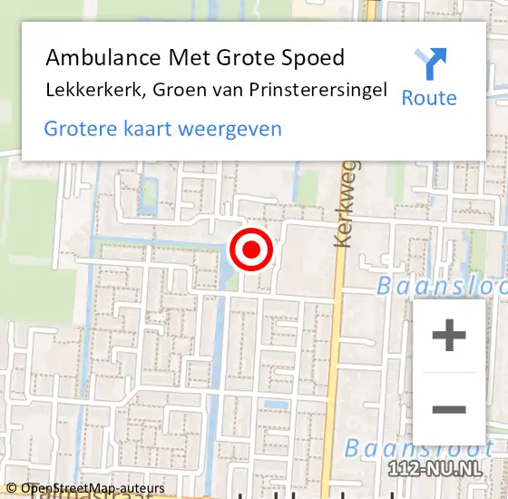 Locatie op kaart van de 112 melding: Ambulance Met Grote Spoed Naar Lekkerkerk, Groen van Prinsterersingel op 24 oktober 2023 17:19