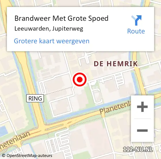 Locatie op kaart van de 112 melding: Brandweer Met Grote Spoed Naar Leeuwarden, Jupiterweg op 24 oktober 2023 17:31