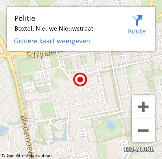Locatie op kaart van de 112 melding: Politie Boxtel, Nieuwe Nieuwstraat op 24 oktober 2023 17:41