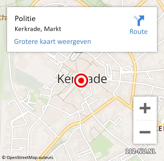 Locatie op kaart van de 112 melding: Politie Kerkrade, Markt op 24 oktober 2023 17:47