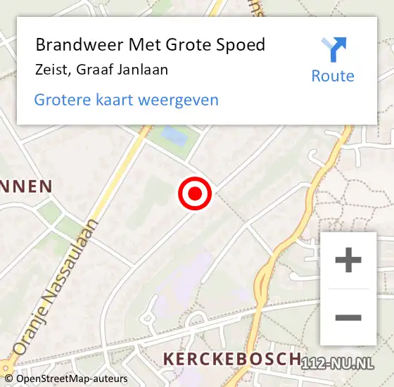 Locatie op kaart van de 112 melding: Brandweer Met Grote Spoed Naar Zeist, Graaf Janlaan op 24 oktober 2023 17:58