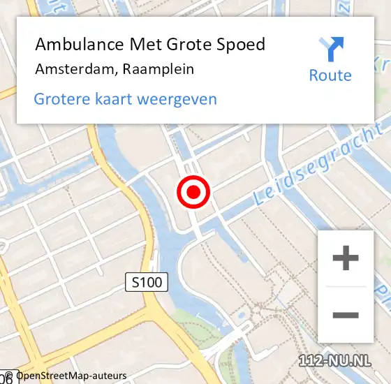 Locatie op kaart van de 112 melding: Ambulance Met Grote Spoed Naar Amsterdam, Raamplein op 24 oktober 2023 18:24