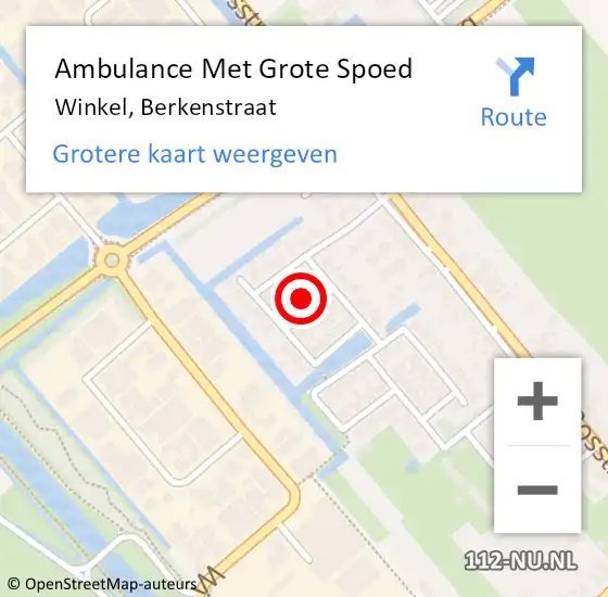 Locatie op kaart van de 112 melding: Ambulance Met Grote Spoed Naar Winkel, Berkenstraat op 24 oktober 2023 18:28