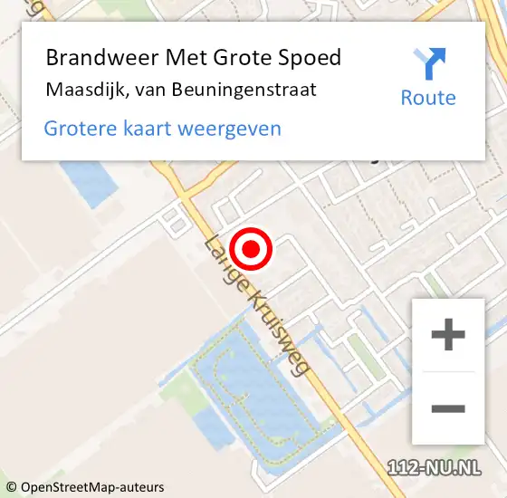 Locatie op kaart van de 112 melding: Brandweer Met Grote Spoed Naar Maasdijk, van Beuningenstraat op 24 oktober 2023 18:41