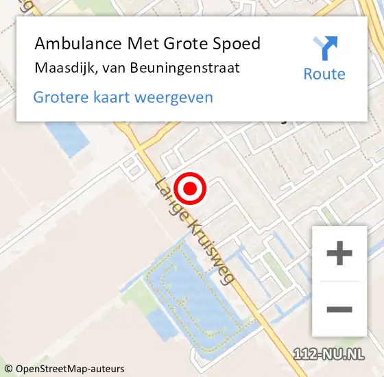 Locatie op kaart van de 112 melding: Ambulance Met Grote Spoed Naar Maasdijk, van Beuningenstraat op 24 oktober 2023 18:42