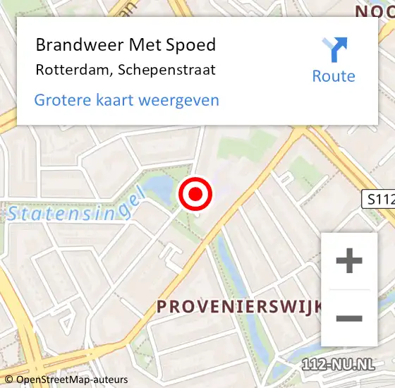 Locatie op kaart van de 112 melding: Brandweer Met Spoed Naar Rotterdam, Schepenstraat op 24 oktober 2023 19:10