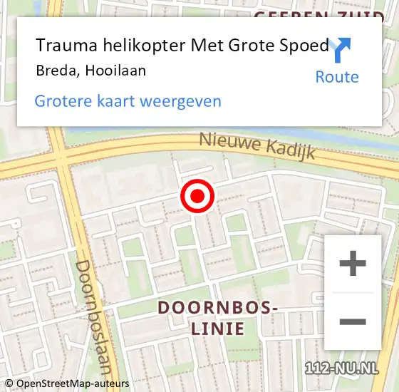 Locatie op kaart van de 112 melding: Trauma helikopter Met Grote Spoed Naar Breda, Hooilaan op 24 oktober 2023 19:22