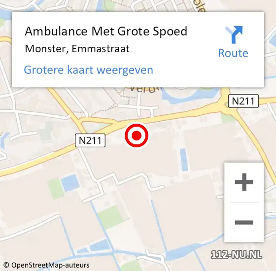 Locatie op kaart van de 112 melding: Ambulance Met Grote Spoed Naar Monster, Emmastraat op 24 oktober 2023 19:24