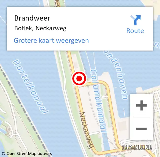 Locatie op kaart van de 112 melding: Brandweer Botlek, Neckarweg op 24 oktober 2023 19:30