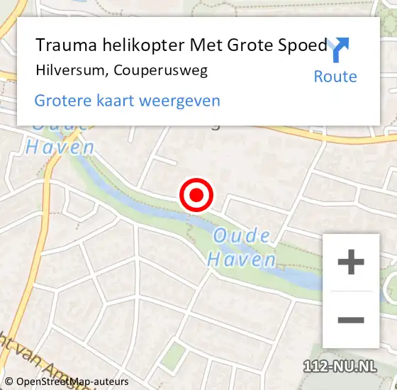 Locatie op kaart van de 112 melding: Trauma helikopter Met Grote Spoed Naar Hilversum, Couperusweg op 24 oktober 2023 19:33