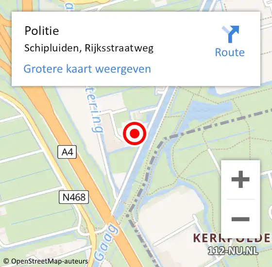 Locatie op kaart van de 112 melding: Politie Schipluiden, Rijksstraatweg op 12 september 2014 17:14