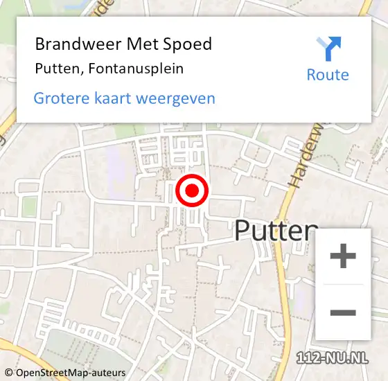 Locatie op kaart van de 112 melding: Brandweer Met Spoed Naar Putten, Fontanusplein op 24 oktober 2023 20:14