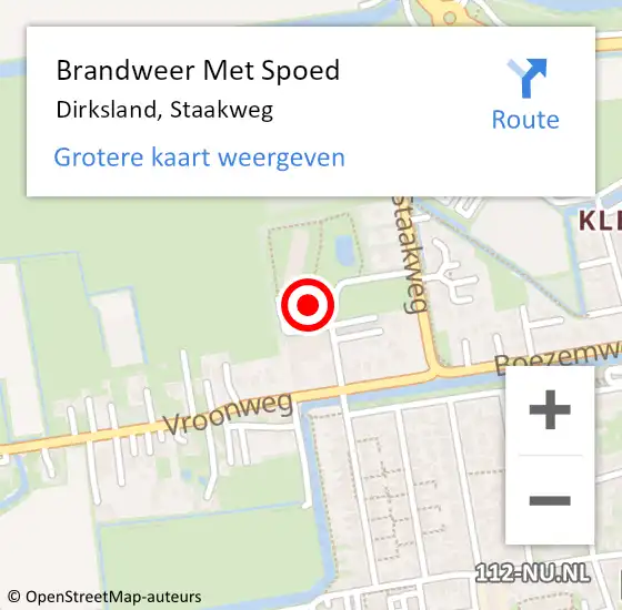 Locatie op kaart van de 112 melding: Brandweer Met Spoed Naar Dirksland, Staakweg op 24 oktober 2023 21:09