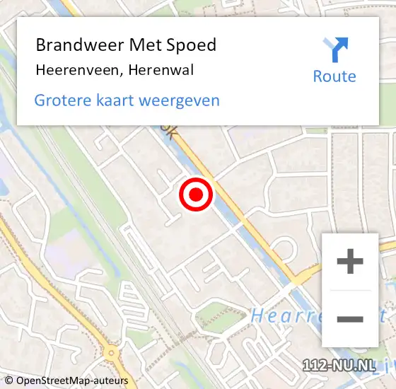 Locatie op kaart van de 112 melding: Brandweer Met Spoed Naar Heerenveen, Herenwal op 24 oktober 2023 22:23